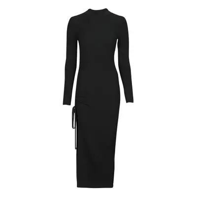 MICHAEL Michael Kors MERINO RUCHED MIDI DRESS Černá