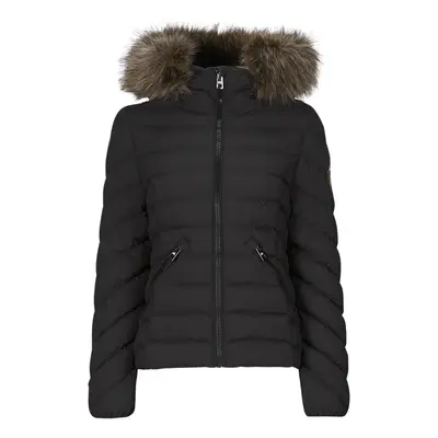 Superdry FUJI HOODED FAUSSE FOURRURE Černá