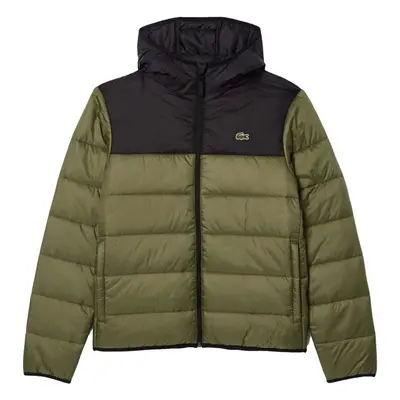 Lacoste Colour Block Quilted Puffer Jacket Khaki/Black Zelená