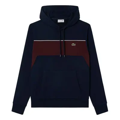 Lacoste Colour Block Fleece Hoodie Navy Blue/Bordeaux Modrá