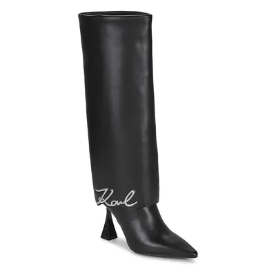 Karl Lagerfeld DEBUT II Fold Down Hi Leg Boot Černá