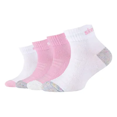 Skechers 4PPK Girls Mesh Ventilation Quarter Socks Růžová