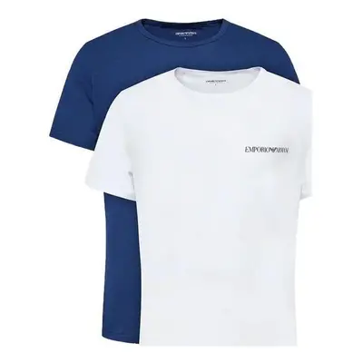 Emporio Armani Lounge 2 Pack Crew T-Shirts White/Blue Bílá