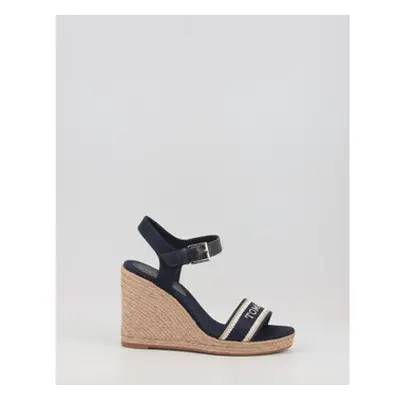 Tommy Hilfiger MONO WEBBING HIGH WEDGE SANDAL Modrá