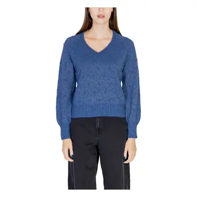 Vila VITULI L/S V-NECK GLITER KNIT TOP/PB 14098057 Modrá