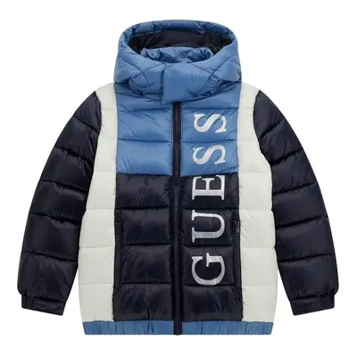 Guess HOODED PADDED JACKET Modrá