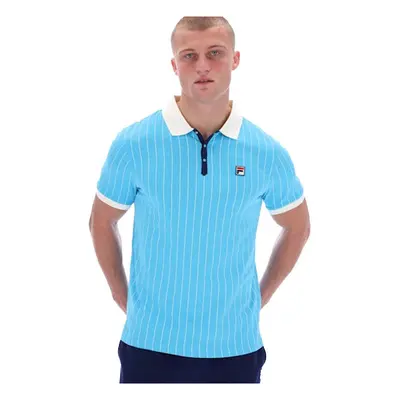 Fila BB1 Classic Striped Polo Shirt Cyan Blue Modrá