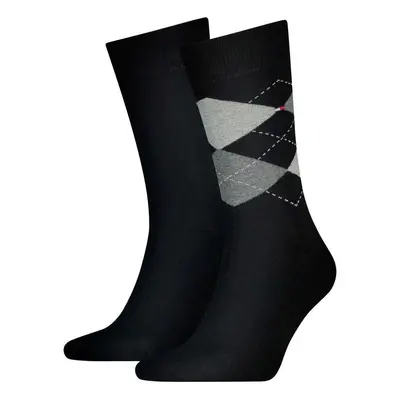 Tommy Hilfiger Two Pack Knitted Argyle Socks Black Černá