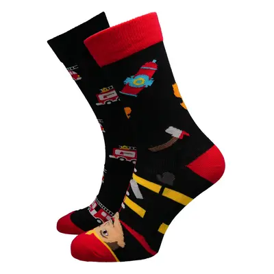 Hesty Socks unisex ponožky Fireman černo-červené ruznobarevne