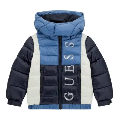 Guess HOODED PADDED JACKET Modrá