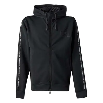 Ea7 Emporio Armani Logo Series Stretch Viscose Zip Hoodie Black Černá