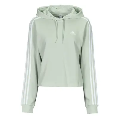 adidas Essentials 3-Stripes French Terry Crop Hoodie Zelená