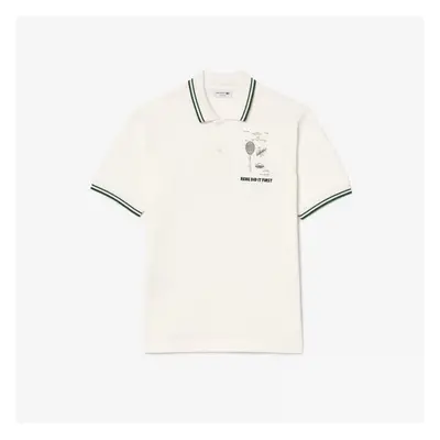 Lacoste SHORT SLEEVED RIBBED COLLAR Bílá