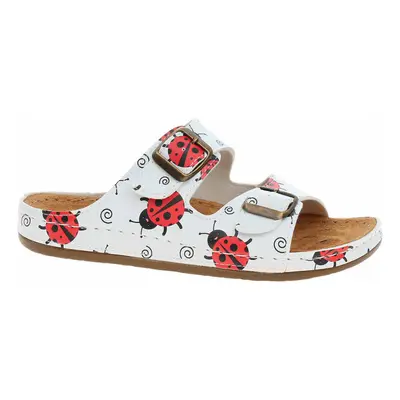 Medi Line Dámské pantofle S182.002 white w-ladybugs Bílá