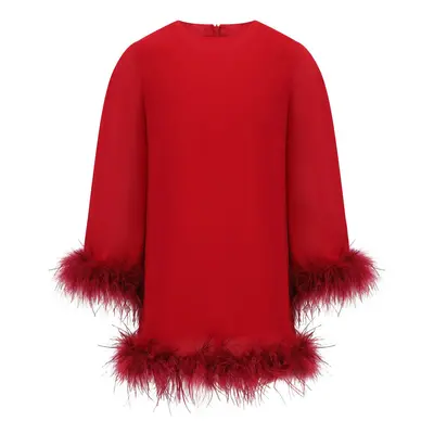 Balou OSTRICH FEATHER TRIMMED DRESS Červená