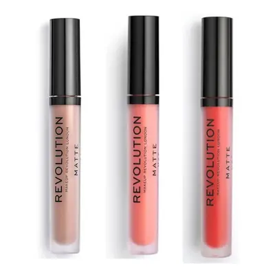 Makeup Revolution Set of 3 Matte Lip Glosses - 101 Piece of Cake / 107 RB