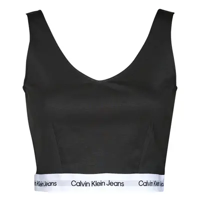 Calvin Klein Jeans CONTRAST TAPE MILANO STRAPPY TOP Černá