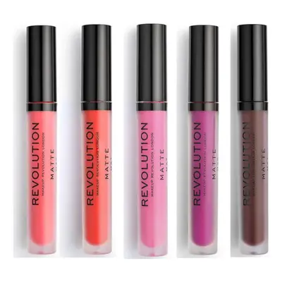 Makeup Revolution Set of 5 Matte Lip Glosses - 130 Decadence/ 133 Destiny