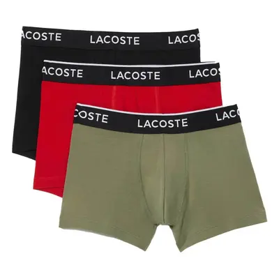 Lacoste 3 Pack Cotton Stretch Trunks Khaki Green/Red/Black Šedá