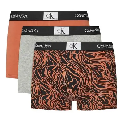 Calvin Klein Jeans 3 Pack Trunks Grey/Orange/Print ruznobarevne