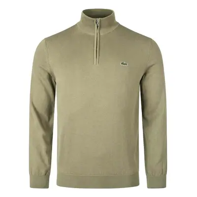 Lacoste Quarter Zip Knit Sweater Khaki Green Zelená