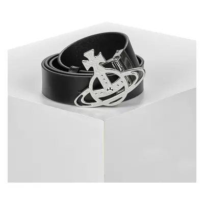 Vivienne Westwood LINE ORB BUCKLE BELT/SILVER Černá