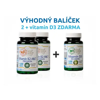 Bio Detox 2x Vitamín K2 120 tbl + 1x vitamín D3 120 tbl ZDARMA