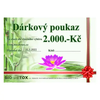 Bio-Detox Dárkový poukaz za 2000,-Kč