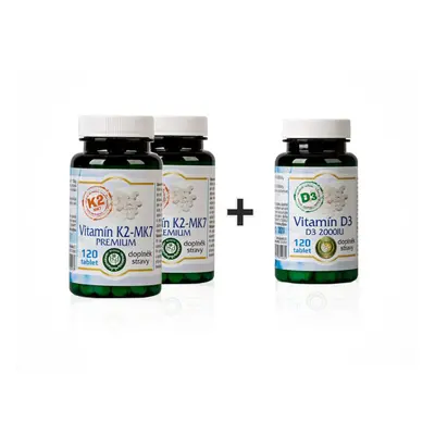 Bio Detox 2x Vitamín K2 120 tbl + 1x vitamín D3 120 tbl ZDARMA