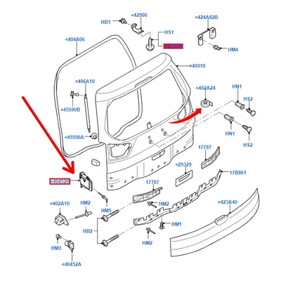 Pryžový doraz 5. dveří pravostranný Ford S-MAX/Galaxy