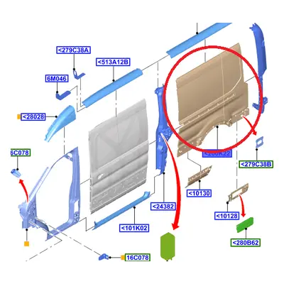 Panel - postranice karoserie - zadní