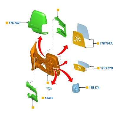 Zpětné zrcátko levostranné Ford Transit
