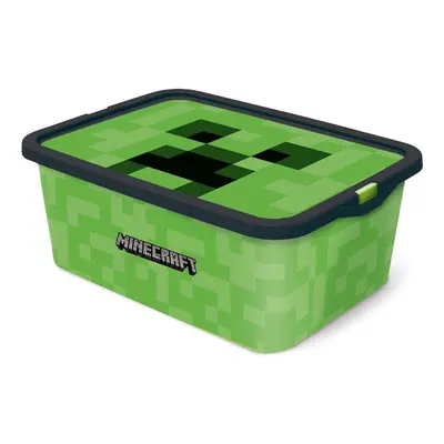 STOR Plastový úložný box s víkem Minecraft 13l