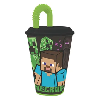 STOR Plastový kelímek s brčkem MINECRAFT 430ml