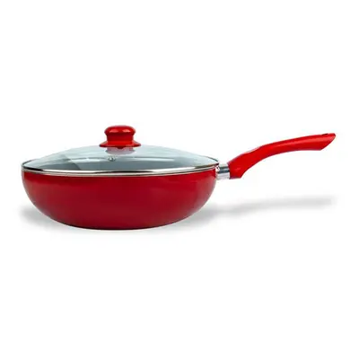 Pánev WOK s poklicí KITCHISIMO Rosso 28cm nepřilnavý povrch