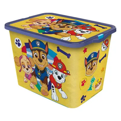 STOR Plastový úložný box s víkem Paw Patrol 23l žlutý