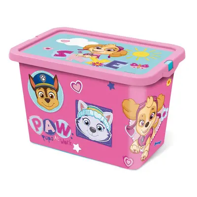 STOR Plastový úložný box s víkem Paw Patrol 7l růžový