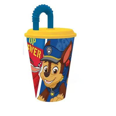 STOR Plastový kelímek s brčkem Paw Patrol 430ml modrý