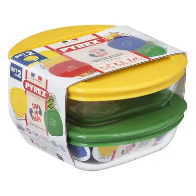 SADA ČTVERCOVÝCH DÓZ PYREX 2KS, 0,3L, SKLO