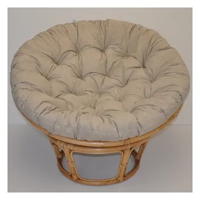 Relaxační papasan DEMETRIA — ⌀100 cm, ratan, látka, medová / více barev Tmavě béžový melír