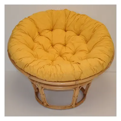 Relaxační papasan DEMETRIA — ⌀100 cm, ratan, látka, medová / více barev Žlutý melír