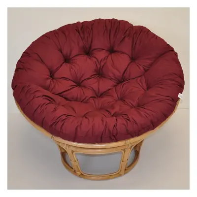 Relaxační papasan DEMETRIA — ⌀100 cm, ratan, látka, medová / více barev Vínový