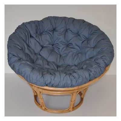 Relaxační papasan DEMETRIA — ⌀100 cm, ratan, látka, medová / více barev Modrošedá