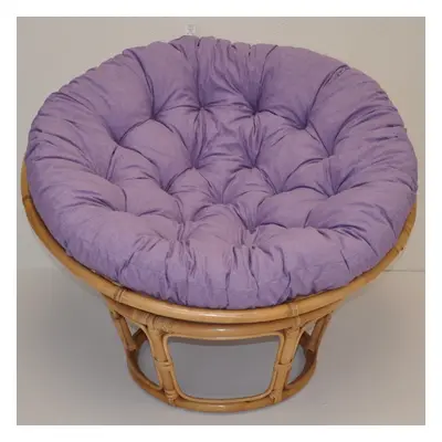 Relaxační papasan DEMETRIA — ⌀100 cm, ratan, látka, medová / více barev Fialový melír