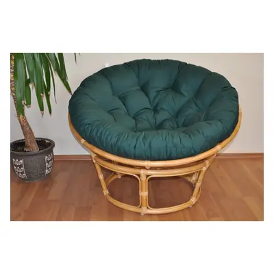 Relaxační papasan DEMETRIA — ⌀100 cm, ratan, látka, medová / více barev Zelený dralon