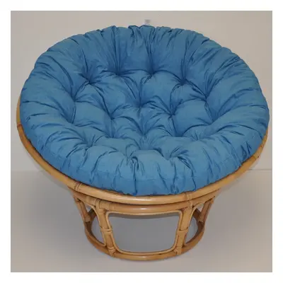 Relaxační papasan DEMETRIA — ⌀100 cm, ratan, látka, medová / více barev Tyrkysový melír