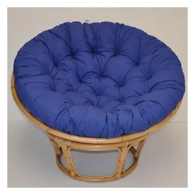 Relaxační papasan DEMETRIA — ⌀100 cm, ratan, látka, medová / více barev Tmavě modrý melír