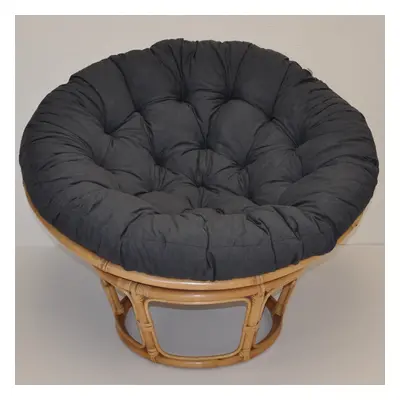 Relaxační papasan DEMETRIA — ⌀100 cm, ratan, látka, medová / více barev Šedá