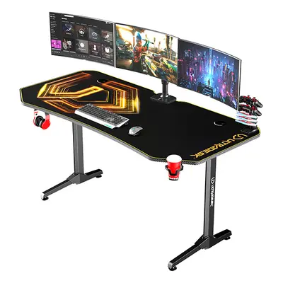 Herní stůl ULTRADESK FRAG XXL GOLD – černá/zlatá, 160x75 cm