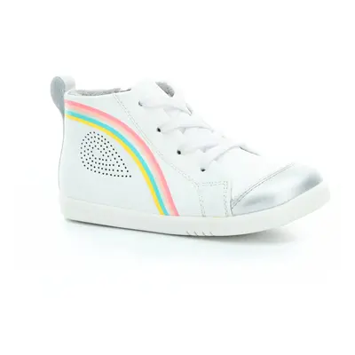 Bobux Alley-Oop White+Silver+Rainbow I walk/Kid + kotníkové barefoot boty